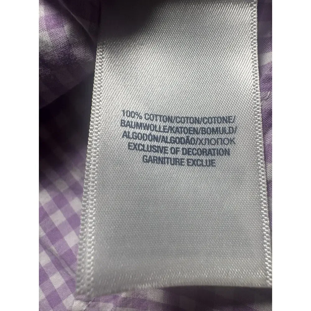 Ralph Lauren Boys M 10-12 Purple Gingham Button Down Shirt Long Sleeve Pony